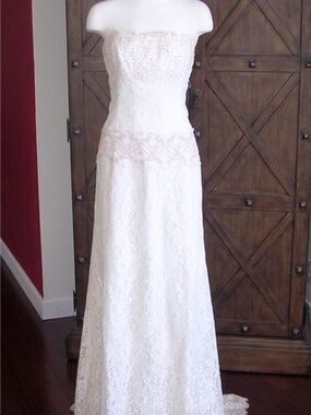NICOLE MILLER STRAPLESS BEADED LACE BRIDAL WEDDING GOWN FD0002 2 $1150